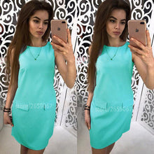 Load image into Gallery viewer, Fake Pocket Sleeveless Casual Tank Dress