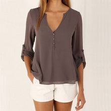 Load image into Gallery viewer, Plus Size Maternity V-neck Chiffon Blouse Summer Fashion Casual Slim Shirts