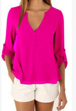 Load image into Gallery viewer, Plus Size Maternity V-neck Chiffon Blouse Summer Fashion Casual Slim Shirts