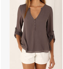 Load image into Gallery viewer, Plus Size Maternity V-neck Chiffon Blouse Summer Fashion Casual Slim Shirts