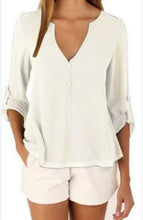 Load image into Gallery viewer, Plus Size Maternity V-neck Chiffon Blouse Summer Fashion Casual Slim Shirts