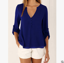 Load image into Gallery viewer, Plus Size Maternity V-neck Chiffon Blouse Summer Fashion Casual Slim Shirts