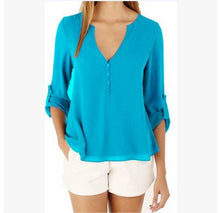 Load image into Gallery viewer, Plus Size Maternity V-neck Chiffon Blouse Summer Fashion Casual Slim Shirts