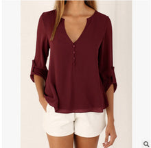 Load image into Gallery viewer, Plus Size Maternity V-neck Chiffon Blouse Summer Fashion Casual Slim Shirts