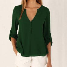 Load image into Gallery viewer, Plus Size Maternity V-neck Chiffon Blouse Summer Fashion Casual Slim Shirts