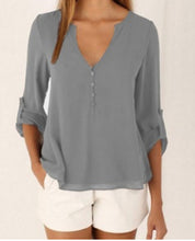 Load image into Gallery viewer, Plus Size Maternity V-neck Chiffon Blouse Summer Fashion Casual Slim Shirts